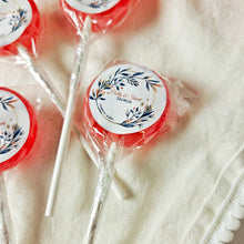 Load image into Gallery viewer, Pink and Green Leaf Wedding Favour Lollipops