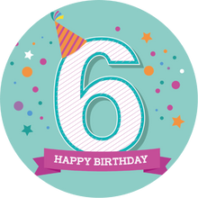 Load image into Gallery viewer, Blue 6th Birthday Lollipop