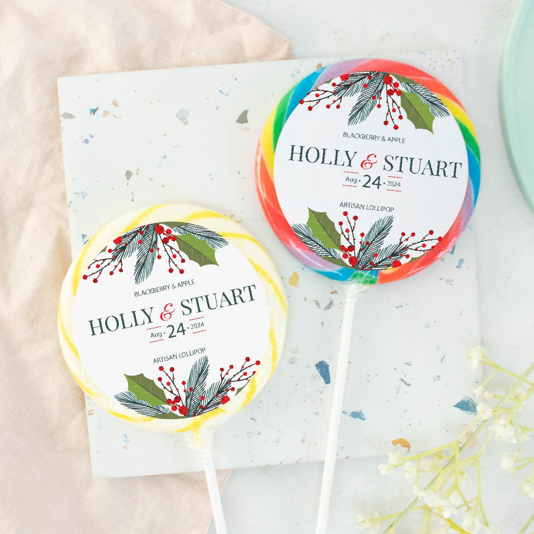Holly Berries Wedding Favour Giant Lollipops