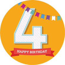 Load image into Gallery viewer, Yellow 4th Birthday Lollipop