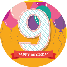 Load image into Gallery viewer, Yellow 9th Birthday Lollipop