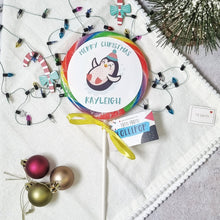 Load image into Gallery viewer, Personalised Penguin Merry Christmas Lollipop