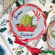 Load image into Gallery viewer, Personalised Elf I'm Back Hat Lollipop
