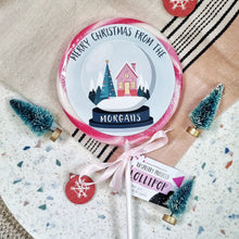 Load image into Gallery viewer, Personalised Family Merry Christmas Snowglobe Lollipop