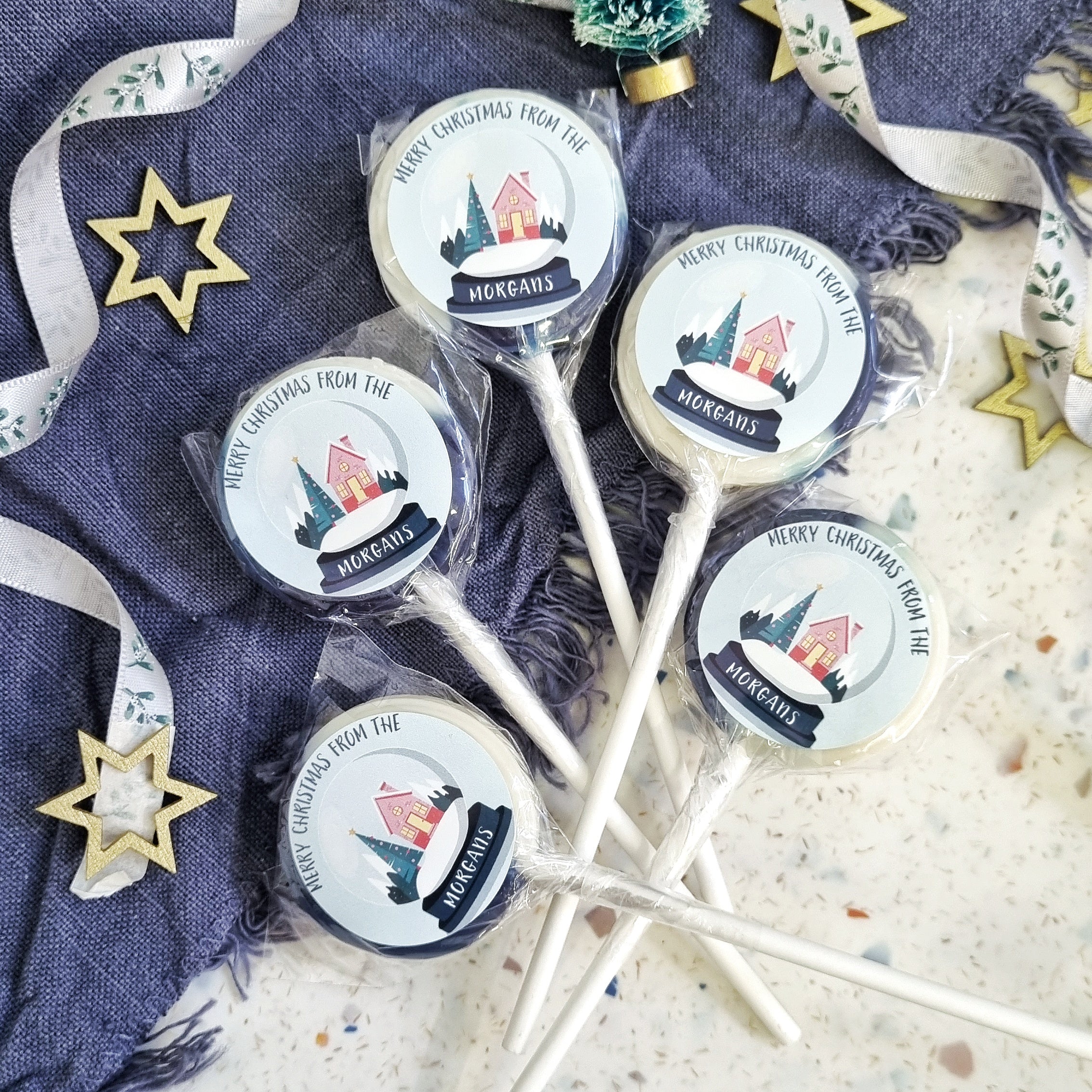 Personalised Merry Christmas From The Snow Globe Small Lollipops personalised-merry-christmas-from-the-snow-globe-small-lollipops