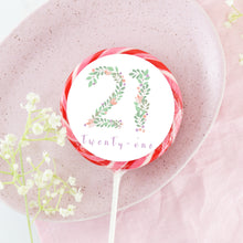 Load image into Gallery viewer, Twenty One 21 Floral Numbers Birthday Lollipop - Suck It & Say