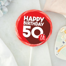 Load image into Gallery viewer, Bold 50th Red Lollipop