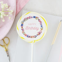 Load image into Gallery viewer, Floral Wreath Happy Birthday Lollipop - Suck It & Say