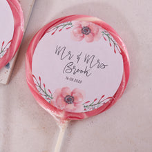 Load image into Gallery viewer, Mr and Mrs Floral Wedding Favour Giant Lollipops