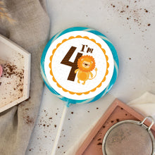 Load image into Gallery viewer, I'm 4 Birthday Lion Lollipop