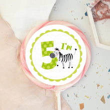 Load image into Gallery viewer, I'm 5 Birthday Zebra Lollipop