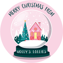 Load image into Gallery viewer, Personalised Company Merry Christmas Snowglobe Lollipop