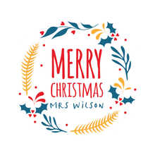 Load image into Gallery viewer, Personalised Teacher Merry Christmas Holly Wreath Lollipop