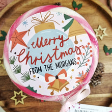 Load image into Gallery viewer, Personalised Family Merry Christmas Pink Bauble Lollipop