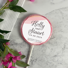 Load image into Gallery viewer, Pink Watercolour Wedding Favour Giant Lollipops