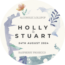 Load image into Gallery viewer, Purple Floral Wedding Favour Giant Lollipops