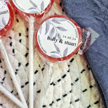 Load image into Gallery viewer, Purple Eucalyptus Wedding Favour Lollipops
