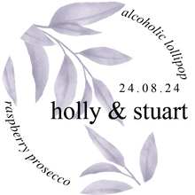 Load image into Gallery viewer, Purple Eucalyptus Wedding Favour Giant Lollipops