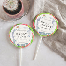 Load image into Gallery viewer, Purple Floral Wedding Favour Giant Lollipops