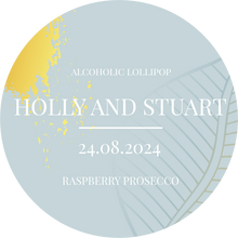 Load image into Gallery viewer, Teal Gold Leaf Wedding Favour Giant Lollipops