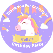 Load image into Gallery viewer, Personalised Unicorn Thank You Party Giant Lollipops