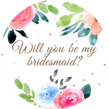 Load image into Gallery viewer, Will You Be My Bridesmaid Pink and Blue Florals Lollipop