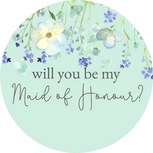 Load image into Gallery viewer, Will You Be My Maid of Honour Blue Floral Lollipop