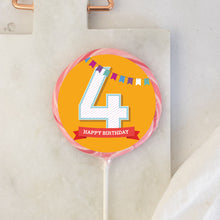Load image into Gallery viewer, Yellow 4th Birthday Lollipop
