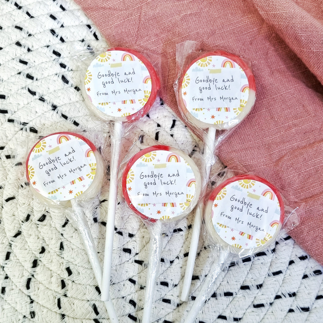 Personalised Goodbye and Good Luck Lollipop Sets