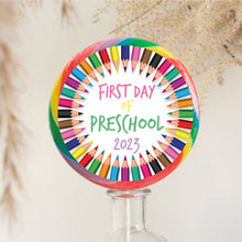 Load image into Gallery viewer, Colourful Pencils First Day Of Pre-School Lollipop
