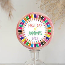 Load image into Gallery viewer, Colourful Pencils First Day Of Juniors Lollipop
