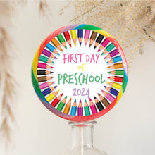 Load image into Gallery viewer, Colourful Pencils First Day Of Pre-School Lollipop
