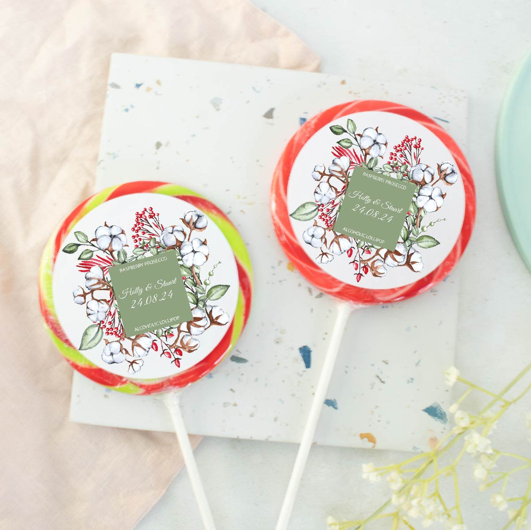 Cotton Leaves Wedding Favour Giant Lollipops