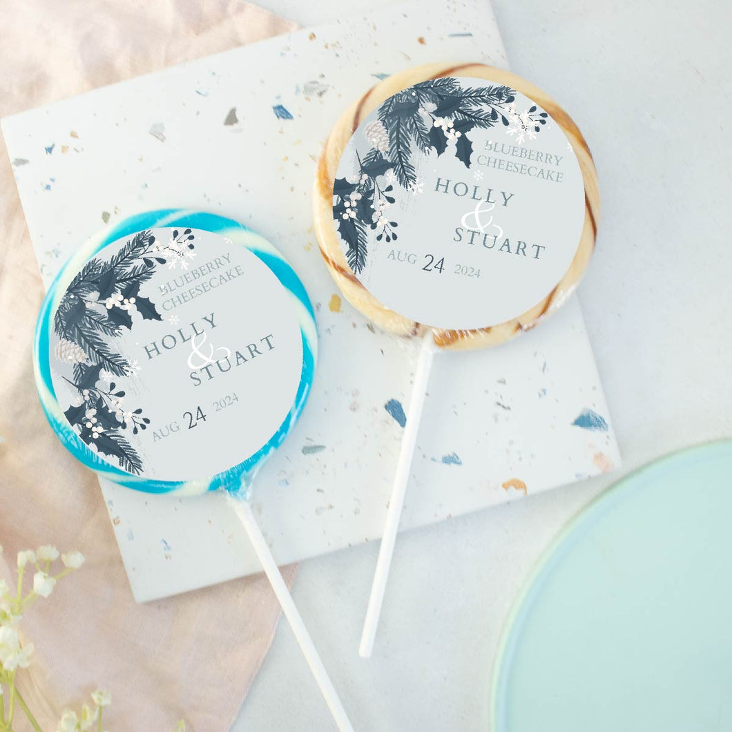 Frosty Foliage Wedding Favour Giant Lollipops