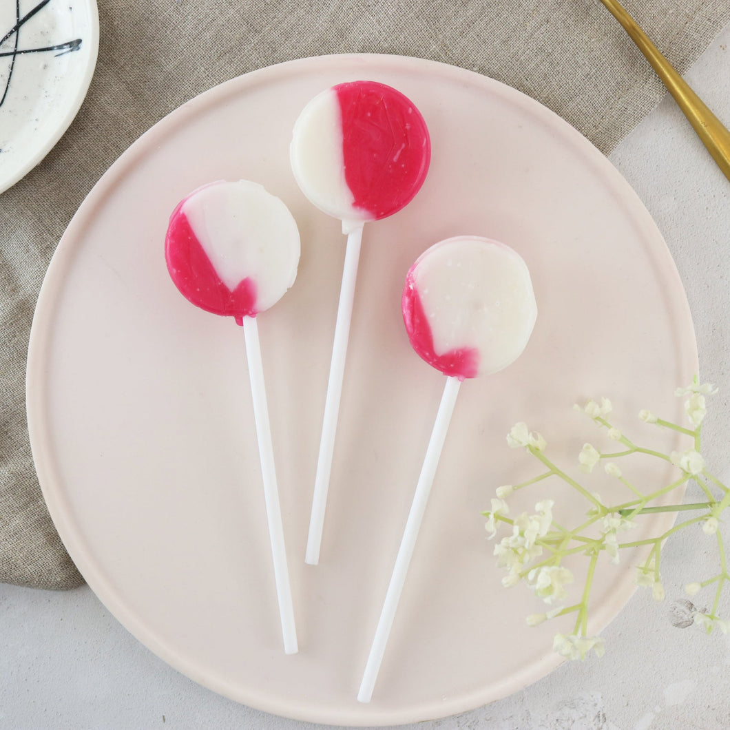 Raspberry White Chocolate Small Lollipops - 5 Pack Gift Box