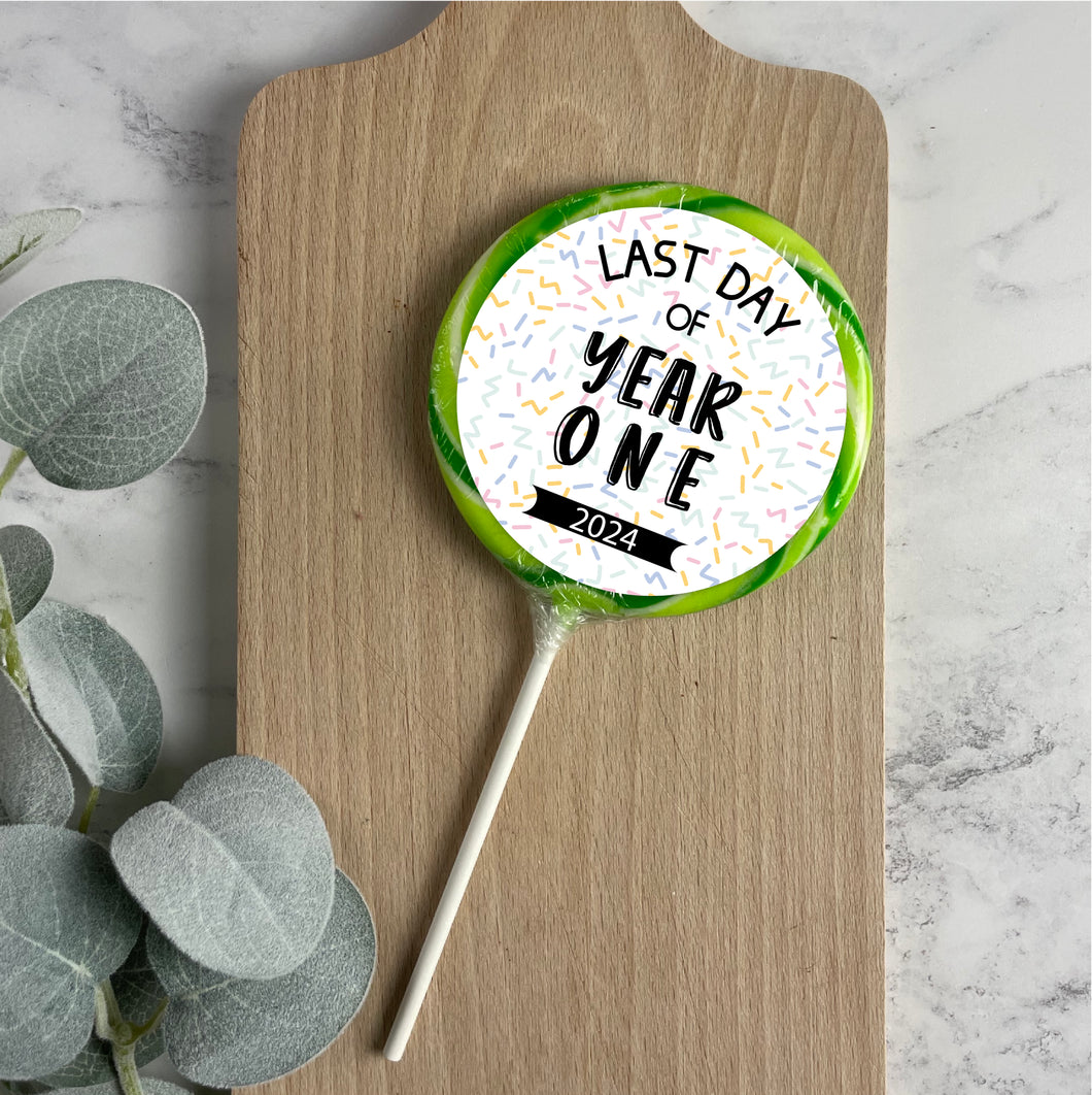 Last Day of Year Bold Sprinkles Giant Lollipop (Years 1-13)