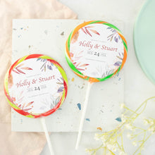 Load image into Gallery viewer, Muted Watercolour Wedding Favour Giant Lollipops
