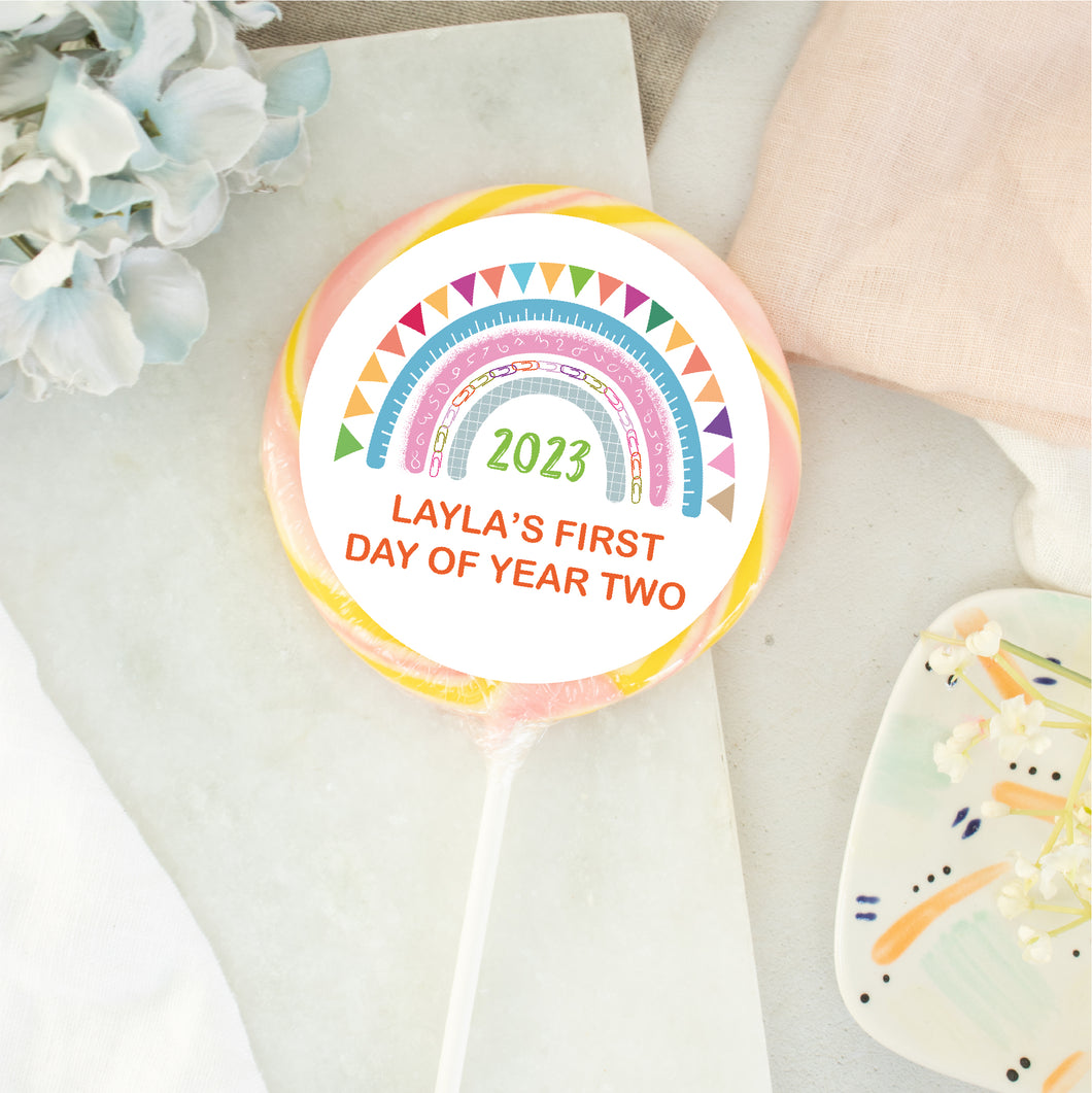 Personalised Rainbow First Day of Year Giant Lollipop