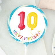10th Birthday Balloon Lollipop