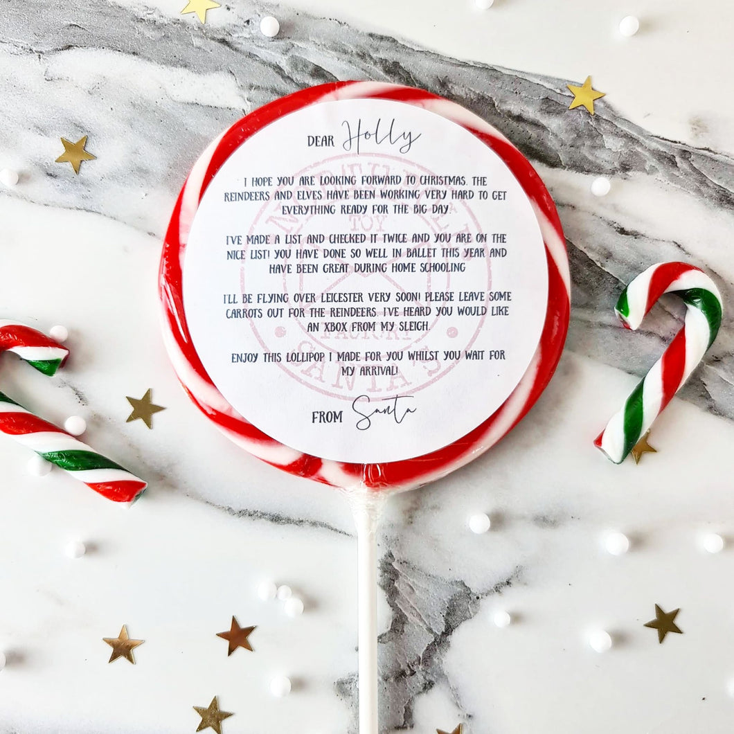 Personalised Letter from Santa Lollipop - Suck It & Say