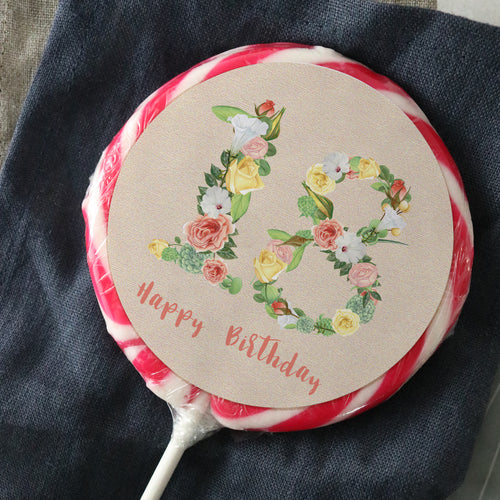 Eighteen 18 Bright Floral Numbers Birthday Lollipop - Suck It & Say