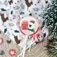 Load image into Gallery viewer, Personalised &#39;Merry Christmas From&#39; Polar Bear Small Lollipops
