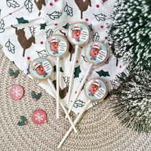 Load image into Gallery viewer, Personalised &#39;Merry Christmas From&#39; Reindeer Small Lollipops
