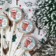 Load image into Gallery viewer, Personalised &#39;Merry Christmas From&#39; Reindeer Small Lollipops
