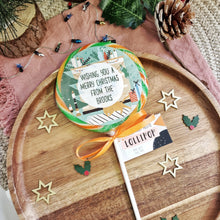 Load image into Gallery viewer, Personalised Family Merry Christmas Green Fireplace Lollipop
