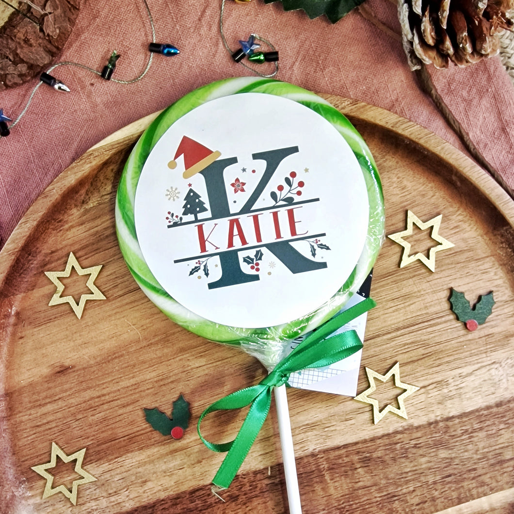 Personalised Christmas Initial Table Favour Lollipop
