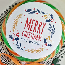 Load image into Gallery viewer, Personalised Teacher Merry Christmas Holly Wreath Lollipop
