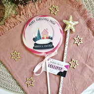 Personalised Company Merry Christmas Snowglobe Lollipop