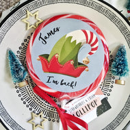 Personalised Elf I'm Back Hat Lollipop