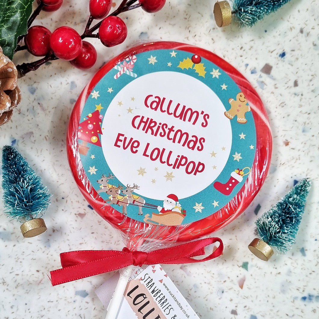 Personalised Colourful Christmas Eve Lollipop